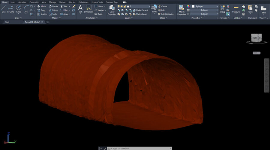 Cálculo de volúmenes y generación de modelos 3D para túneles