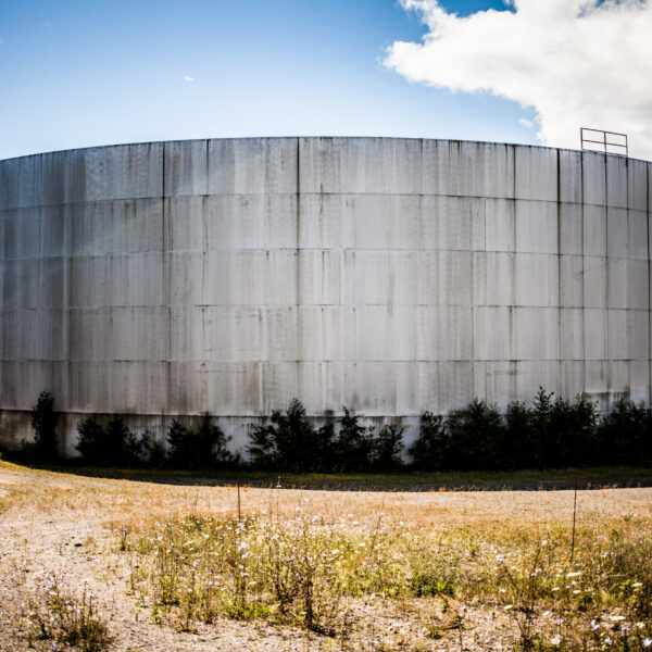 Detail of a Big Abandoned Oil Refinery Gas Tank