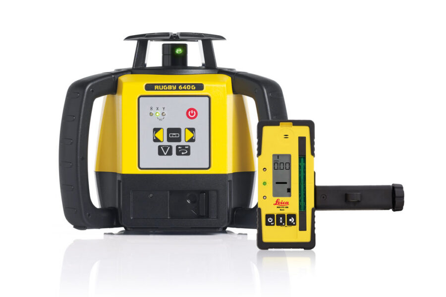 Nível laser Leica Rugby 640G com feixe verde e receptor RE 120 Basic