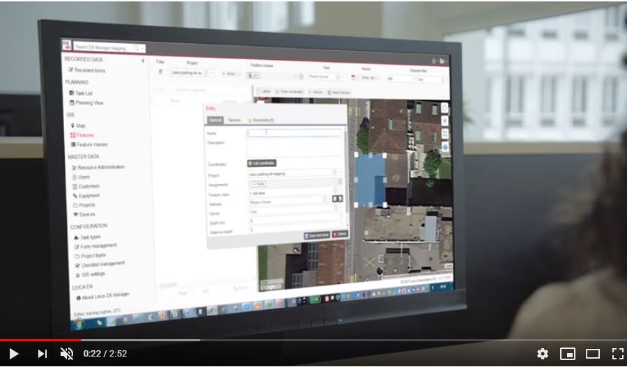 Software de mapeamento de serviços afectados Leica DX Manager