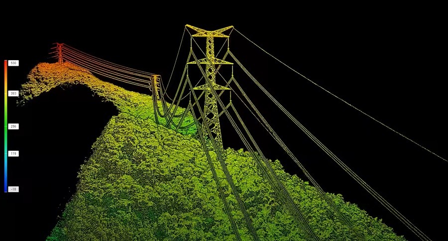 Nube de puntos LiDAR capturada con dron DJI Enterprise
