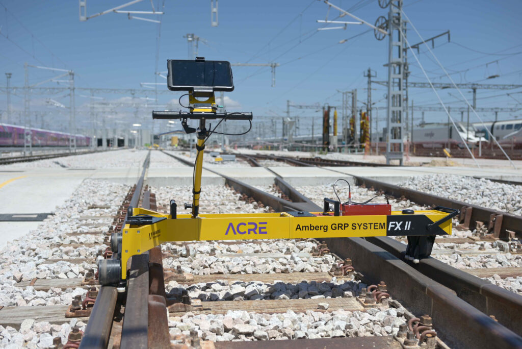 Sistema Amberg para auscultación geométrica de vía ferroviaria