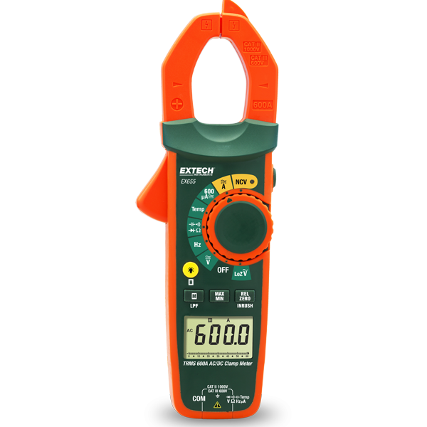 Pinza amperimétrica Extech EX655 True RMS 600A AC/DC